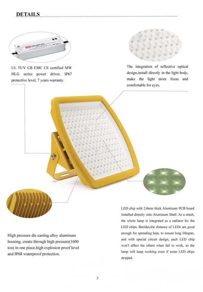 305V 100w Led Explosion Proof Light Aluminum Paint Booth Lighting Design 0