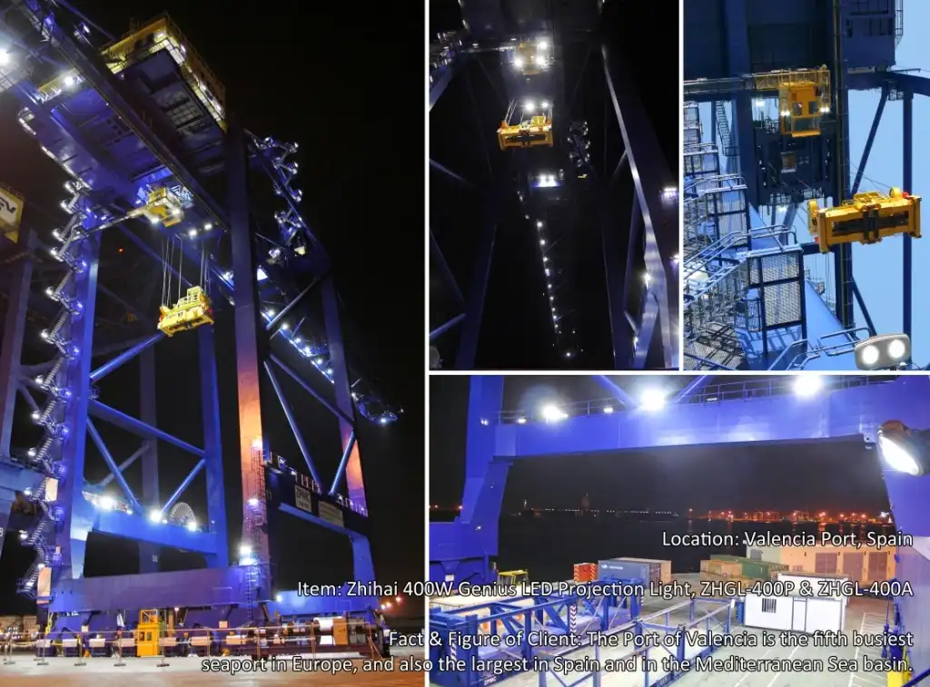 STS Crane Lighting at Valencia Port, Spain STS Crane Lighting at Valencia Port, Spain