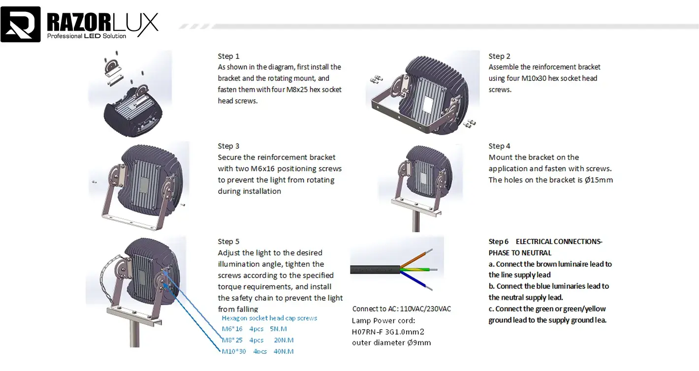 installation method of 12v outdoor led flood light
