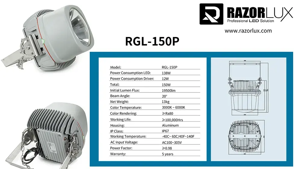 crane boom light technical specifications
