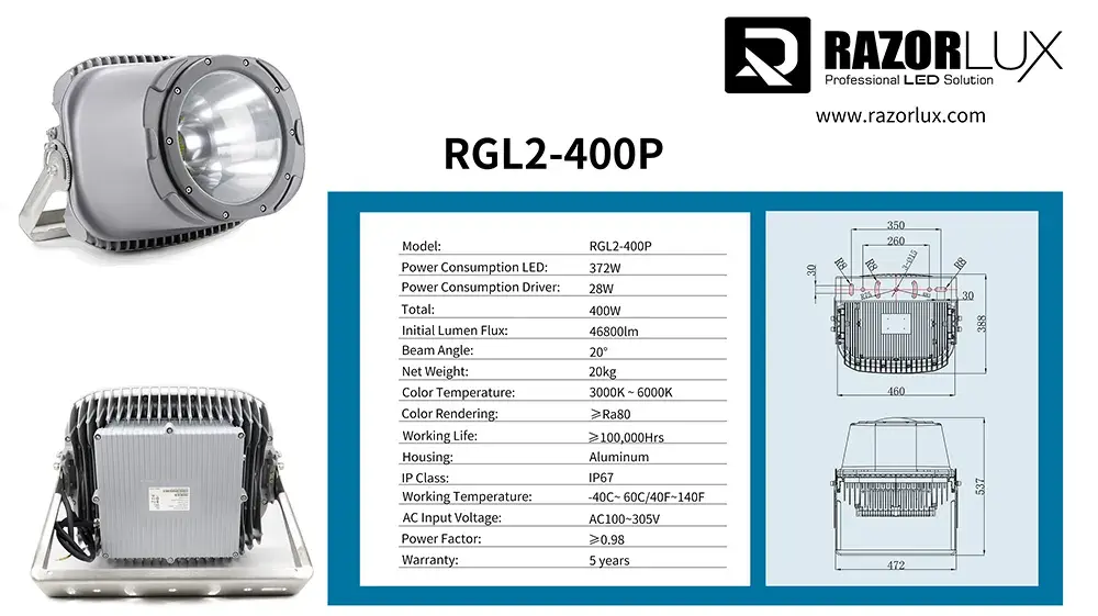 waterpfoof led flood light 400w technical specification