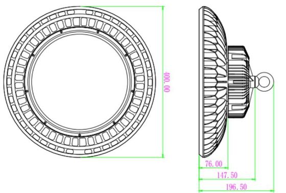 AC265V 100 Watt 0.95 Led High Bay Lights Round Platter Factory